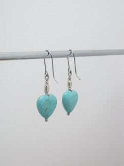 Boucles d’oreilles cœur turquoise Argent 925