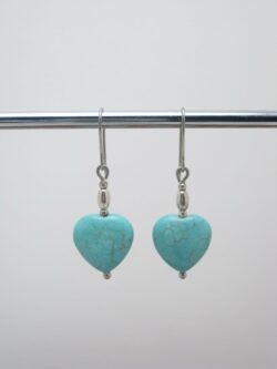 Boucles d’oreilles cœur turquoise Argent 925