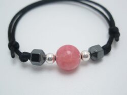 Bracelet ajustable Rhodochrosite Lavande avec perle hématite et perles en Argent 925