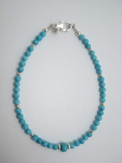 Bracelet en Perles de Turquoise et Argent 925