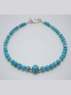 Bracelet en Perles de Turquoise et Argent 925