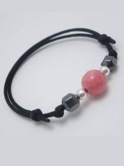 Bracelet Rhodochrosite Hématite argent 925