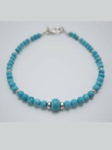 Bracelet en Perles de Turquoise et Argent 925