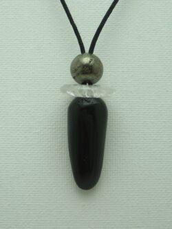 Pendentif Minéral Obsidienne Quartz Pyrite