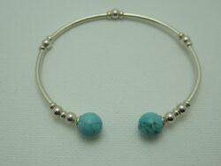 Bracelet jonc en argent 925 minéral Turquoise