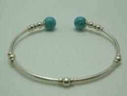 Bracelet jonc en argent 925 minéral Turquoise