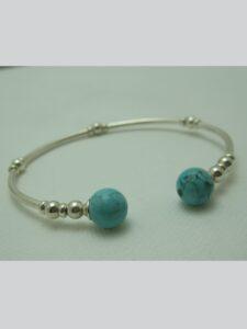 Bracelet jonc en argent 925 minéral Turquoise