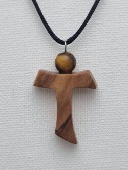 Pendentif croix en Tau Minéral Œil de tigre