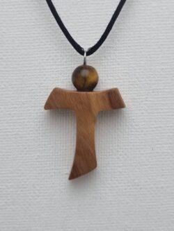 Pendentif croix en Tau Minéral Œil de tigre